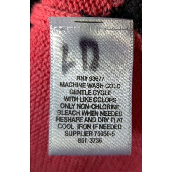 Liz Claiborne Women's Pullover Knit Sweater Pink/Black Chevron Design Size Large - Picture 4 of 4